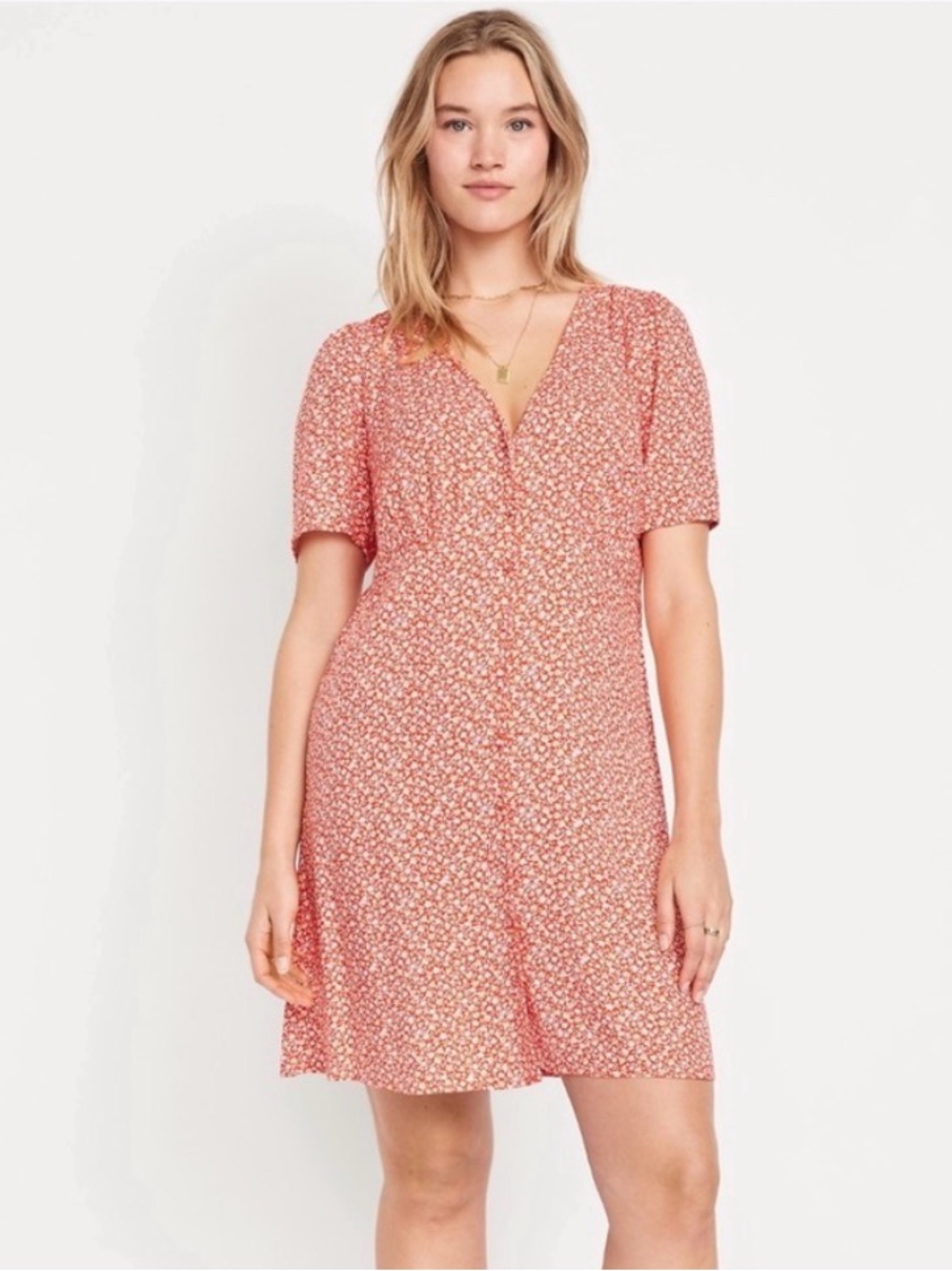 Button-Down Crepe Mini Dress